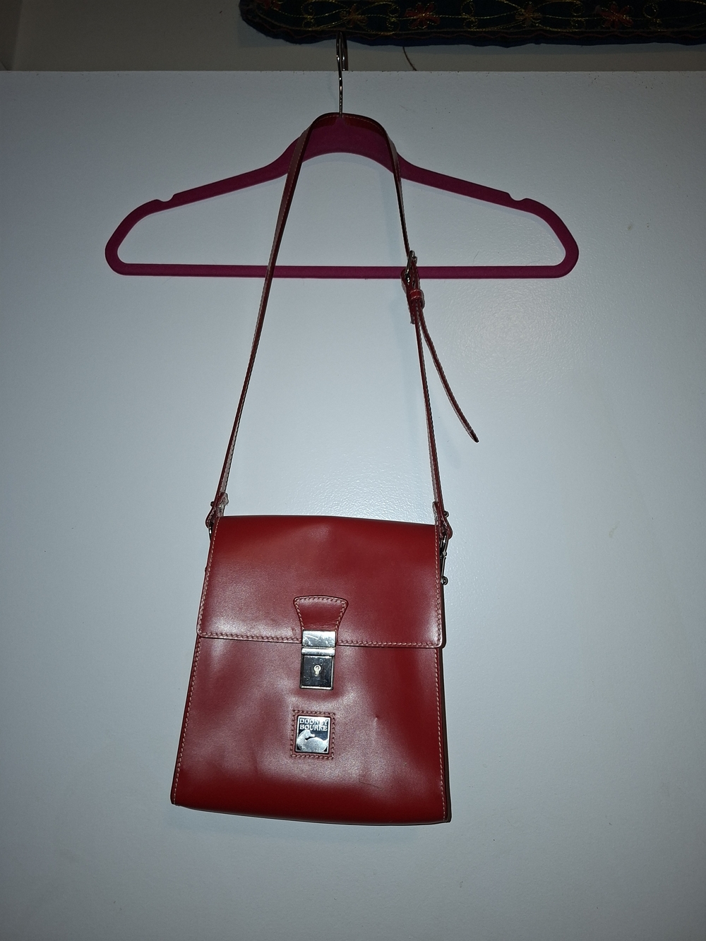 Limited Italian Dooney & Bourke Brick Red Leather Crossbody with Silver Hardware